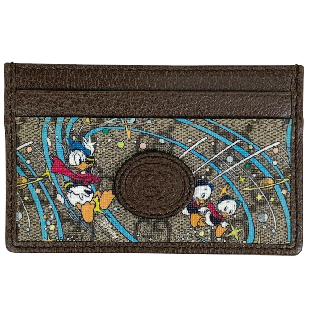 Gucci Card Case Wallet Disney Collaboration GG Supreme Leather Brown